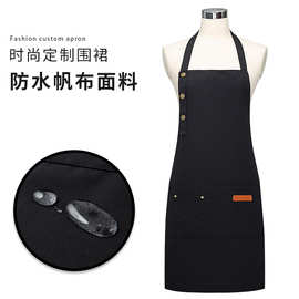 韩版时尚男女纯色挂脖围裙厨房家居做饭工作服围裙咖啡店围裙