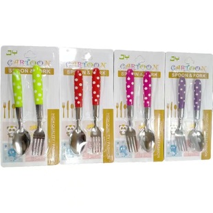 Bead Dot Suction Card Stainless Steel Kidsren's Spoons and Forks Stainless Steel Milk Spoons and Forks Tableware Creative and Cute Kidsren's Tableware
