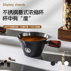 304 ステンレス鋼エスプレッソカップコーヒー抽出木製ハンドルオンスカップコーヒー計量カップスケール 100 ミリリットル