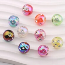 亚克力葱粉透明圆珠炫彩UV仿钻实色珠子DIY串珠手链耳环饰品配件