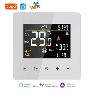 涂鸦WIFI智能温控器水暖燃气锅炉电暖壁挂炉APP语音 显示湿度天气