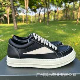 ro小三角定制广州工厂春秋新款休闲板鞋加工欧洲站暗黑风真皮板鞋
