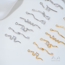 14K镀金镶锆绕线立体吊坠配件手工串珍珠水晶项链diy饰品耳环吊饰