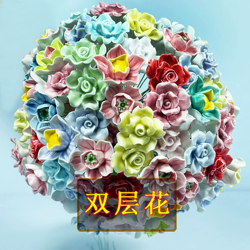 Фарфоровые цветы из Jingdezhen, цветы с обжигом, искусственный букет цветов, сухие цветы для декора