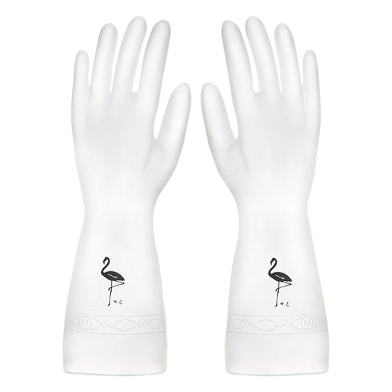 Engrosamiento de látex de caucho de lavandería de goma de plástico resistente al agua hogar de lavado duradero tazón de lana forrado de cocina de las mujeres guantes para lavar platos