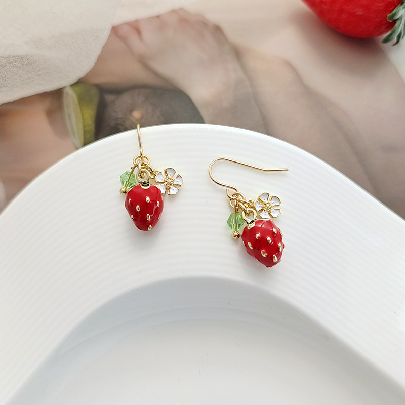 Sweet Fruit Alloy Stoving Varnish Glass Earrings display picture 6
