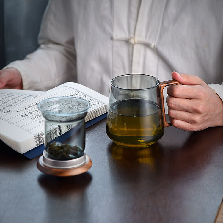 带盖带过滤茶水分离泡茶杯 办公室男女士沏茶杯 大容量绿茶花茶杯