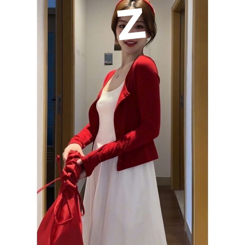 初恋白月光连衣裙女2025新款开衫白色吊带长裙夏日绝美两件套穿搭|undefined