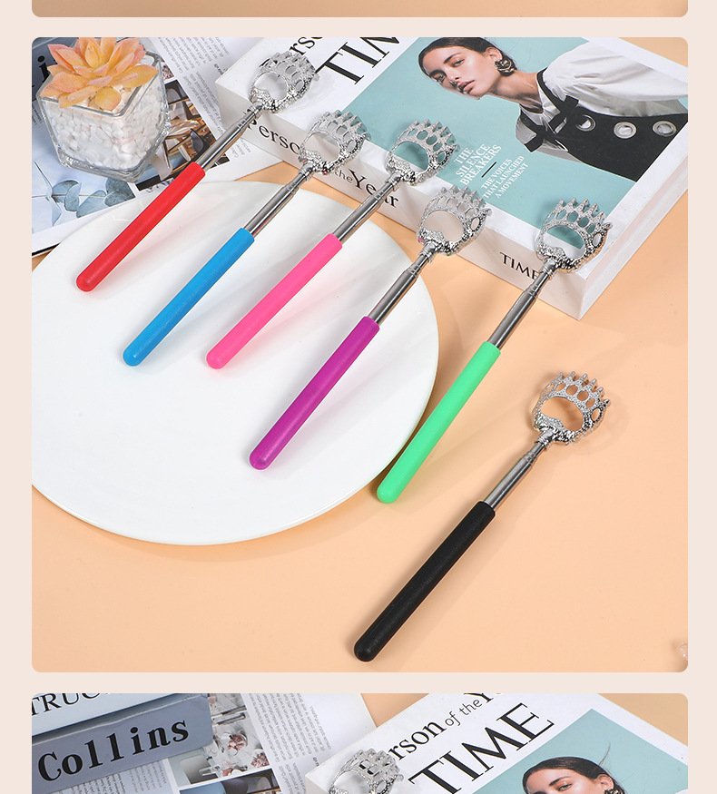 Stainless Steel Telescopic Back Scratcher Extendable Claw Massage Tool for Home Use in use
