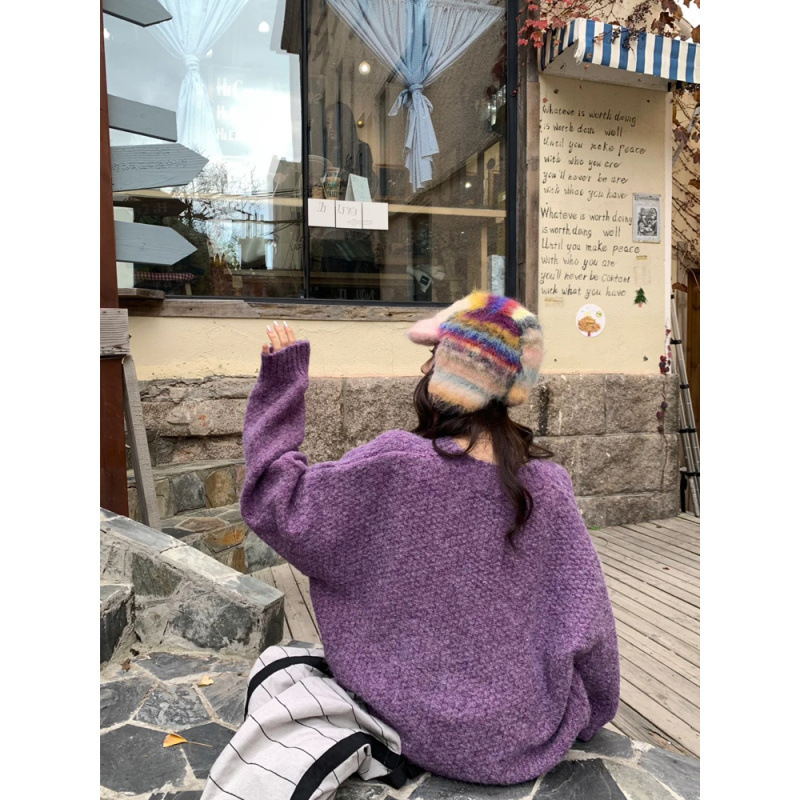 新品菠萝纹毛衣2025春季新款多巴胺软糯套头针织衫打底外穿女|undefined
