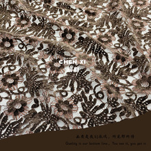 秋冬雪尼尔蕾丝面料 加厚磨毛抓毛蕾丝布料 暖色外套套杉长裙布料