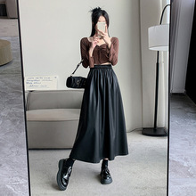 咖色皮裙半身裙女秋冬季柔软pu皮裙子垂感显瘦气质遮胯a字伞裙