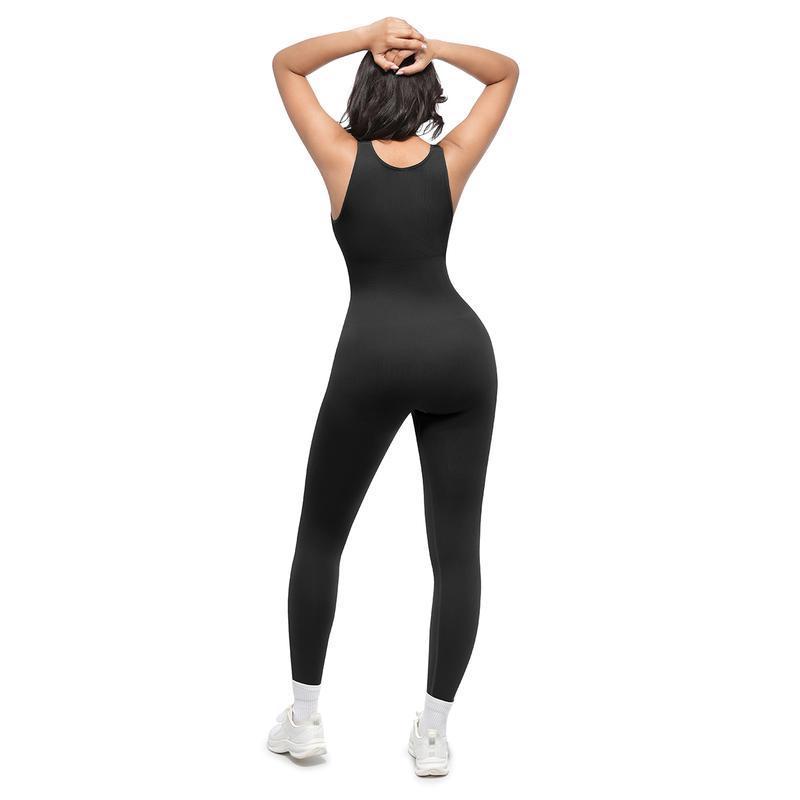 Women's High-Waisted Workout Jumpsuit | Stretchy Yoga Bodysuit With V-Neck & Back Support | Tummy Control Fitness One-Piece (Red/Black/Brown) S-3XL_ecoleips.com