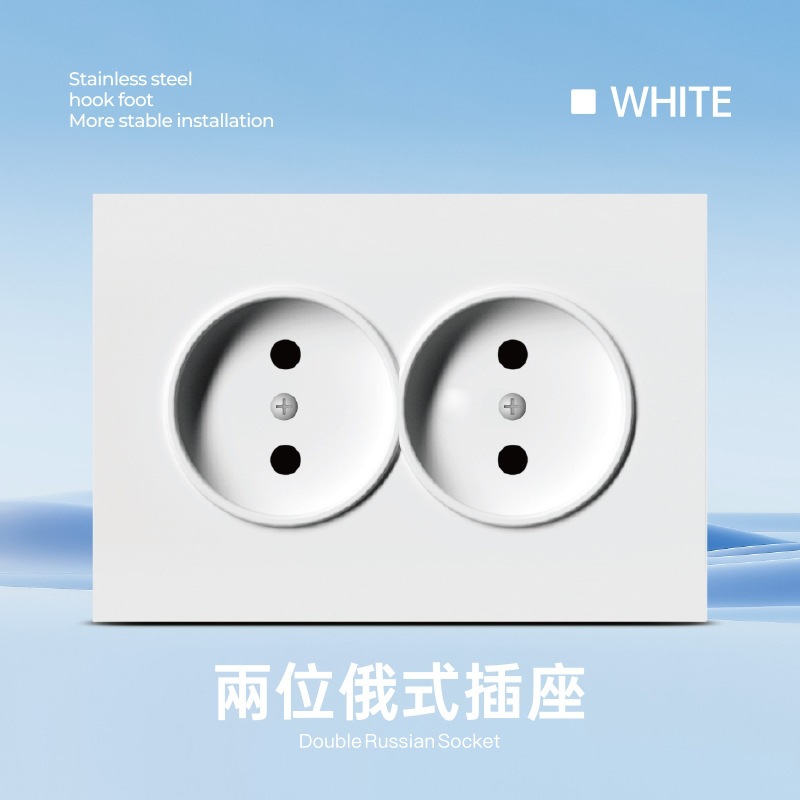 Tipo 86 interruptor estándar europeo panel de toma de pared super delgado placa de conexión rusa multifuncional estilo europeo en stock ruso