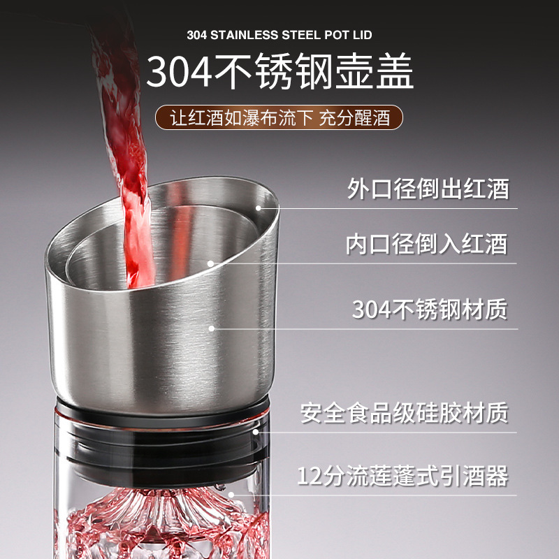 醒酒器红酒家用高级感玻璃醒酒壶酒杯套装瀑布式葡萄酒快速分酒器|undefined