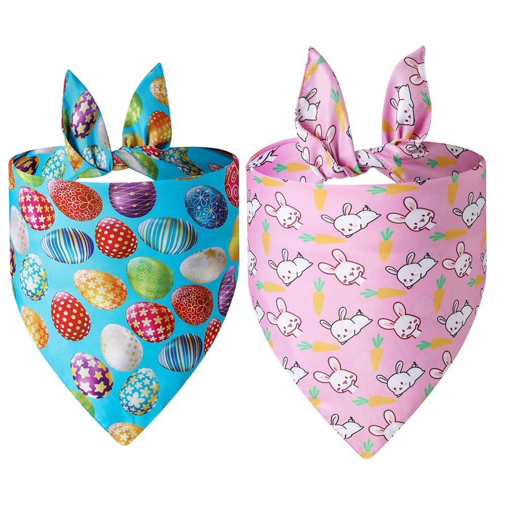 Fábrica transfronteriza Pascua mascota perro triángulo toalla saliva toalla perro bufanda ropa colorido huevo Conejo Pascua