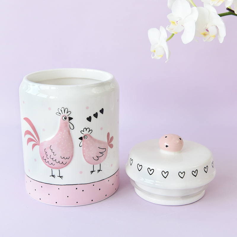 Dorado rosa en relieve pollo lindo contenedor de sellado de galletas de té gran y pequeño regalos de vacaciones