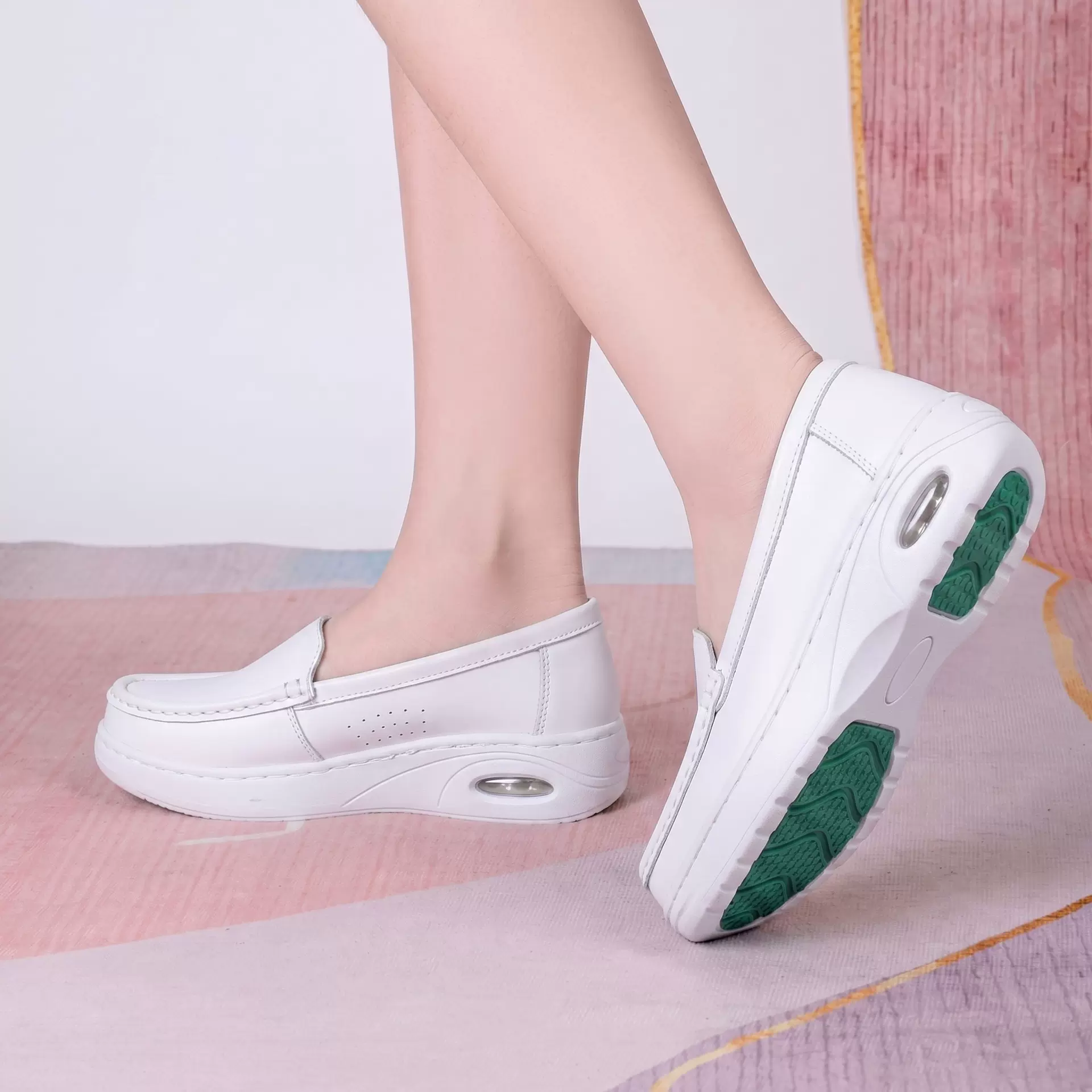 牛皮护士鞋女软底透气内置气垫回弹舒适医护鞋四季款医院专用