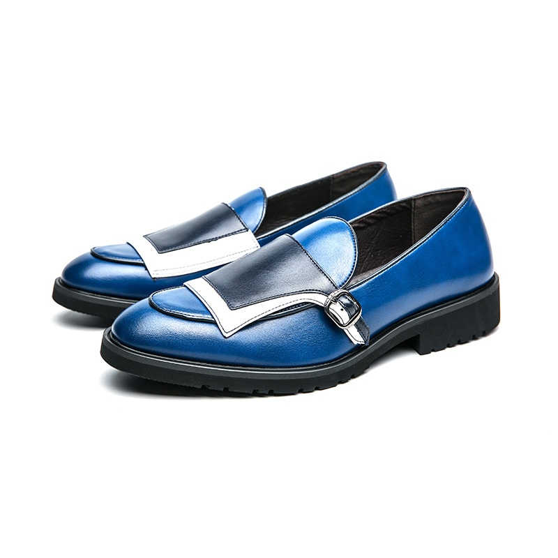 Zapatos casuales con costuras de cuero, zapatos de hombre con pies a juego de color de moda de primavera y otoño, zapatos de cuero de punta redonda transfronterizos de gran tamaño de tendencia al por mayor