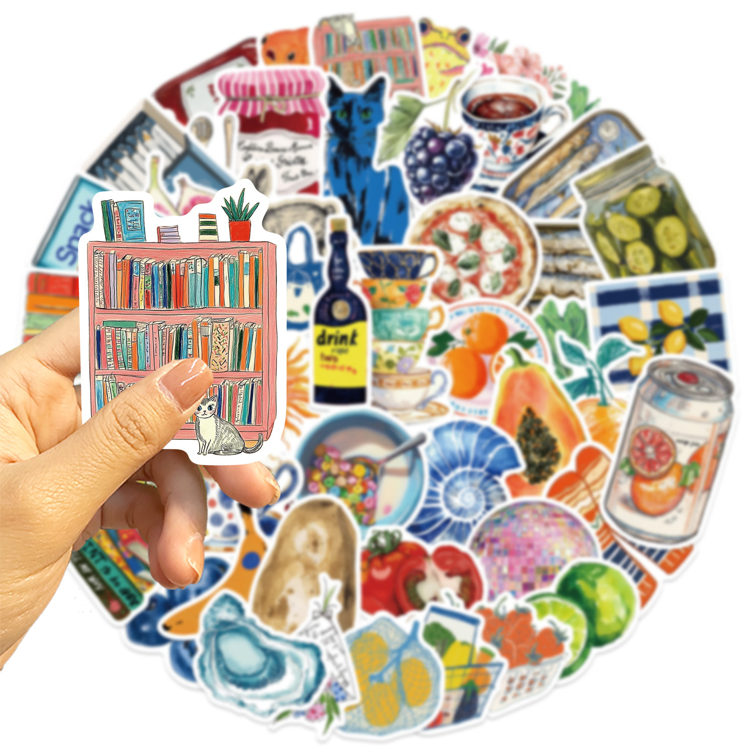 48g Weight Stickers Stationery Type 1 Set Quantity School, Graduation Occasion PVC self-adhesive Material Cartoon, Fruit Pattern Cute Style 1 Set Cartoon Fruit School Graduation PVC Self-adhesive Cute Stickers 2