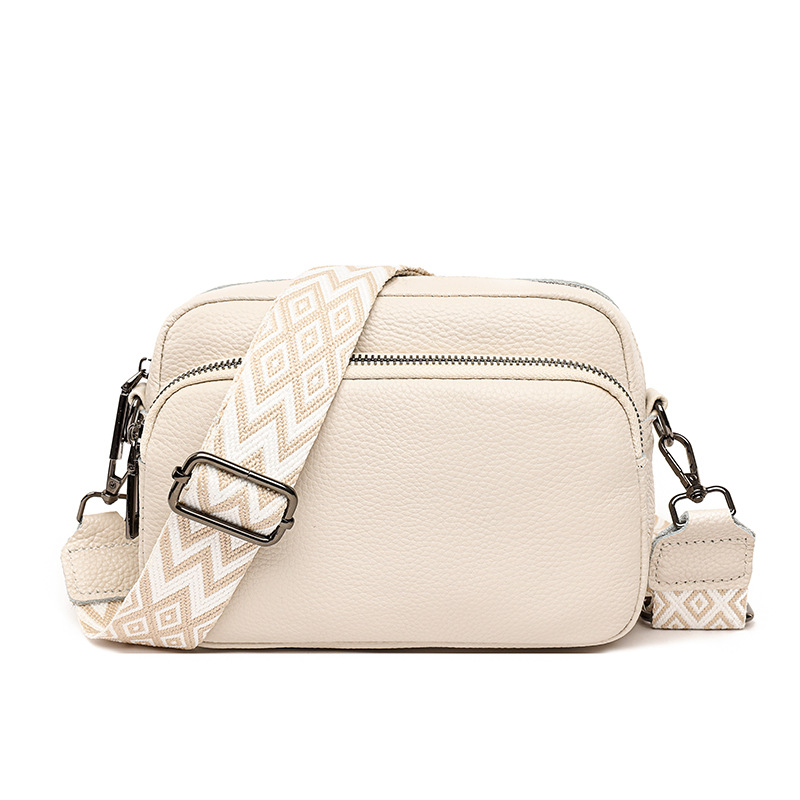 Bolso de piel de vaca de primera capa Bolso de hombro con patrón de lichi de cuero de moda transfronteriza para mujer Bolso cuadrado pequeño de mensajero de todo fósforo de comercio exterior