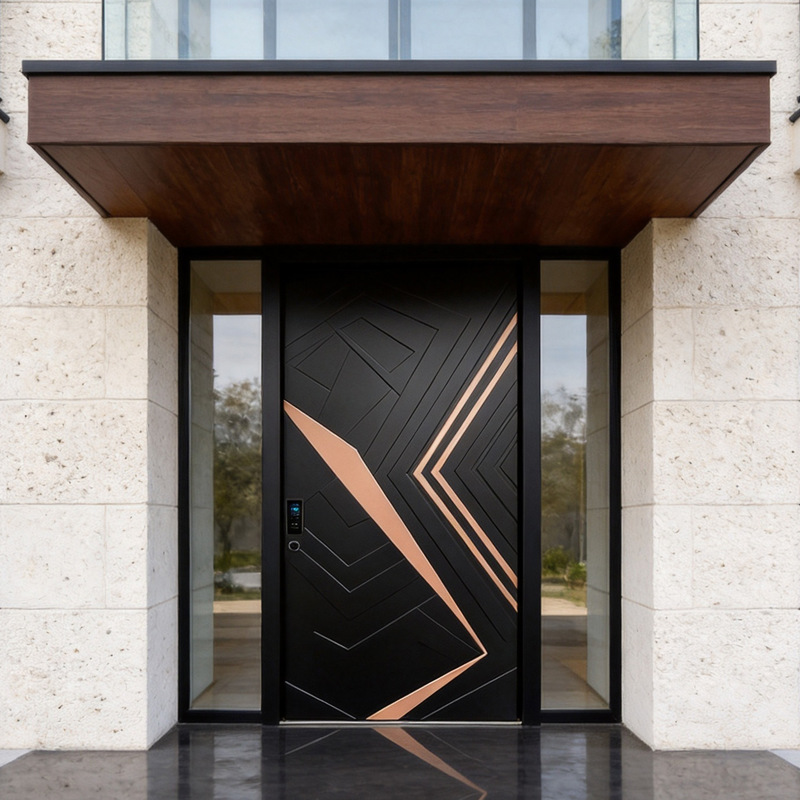 All-aluminum thermal-break pivot entrance door, modern minimalist finely carved cast aluminum door for villa, self-built house, rural courtyard gate All-aluminum thermal-break pivot entrance door, modern minimalist finely carved cast aluminum door for villa, self-built house, rural courtyard gate