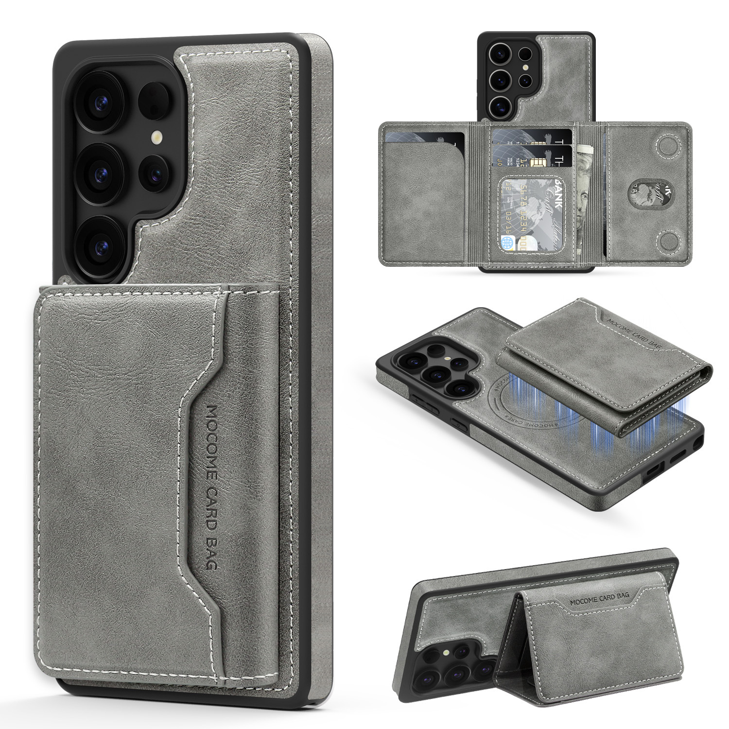 Adecuado para Samsung S25Edge Pindun multifuncional estuche para tarjeta magnética estuche para tarjeta S24FE estuche para teléfono anticaídas
