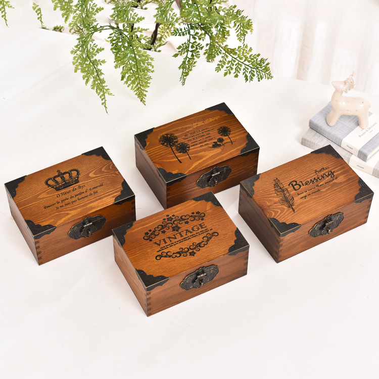 Retro storage box from natural wood