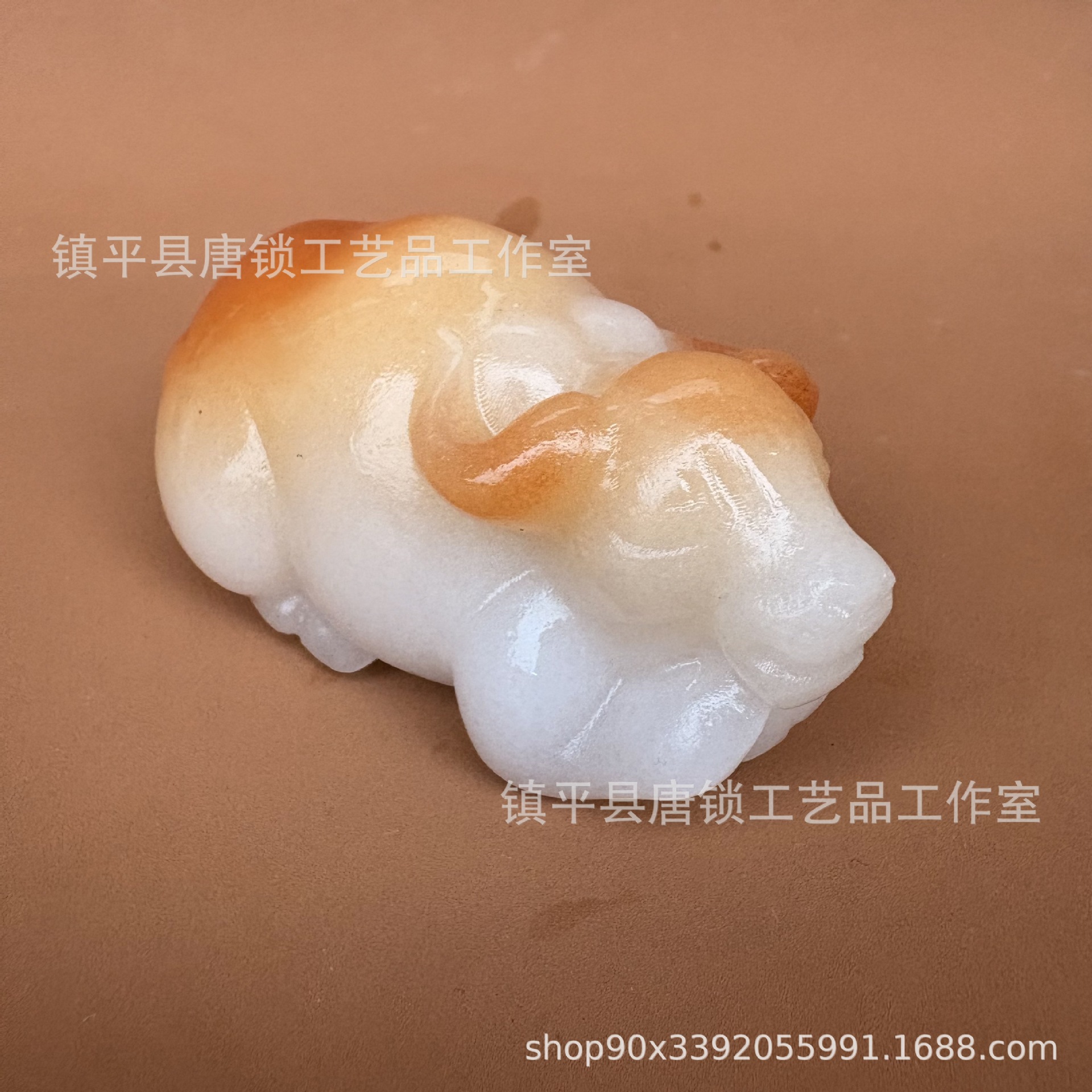 阿富汗汉白玉玉石玉器玉雕福牛把件新款茶宠玉糖白色工艺品批发