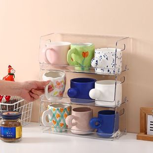 Water Cup Storage Box Dust-Proof Cup Holder Tea Cup Storage Rack Cup Rack Desktop Can Be Stacked with Multi-Functional Clear Weidong
