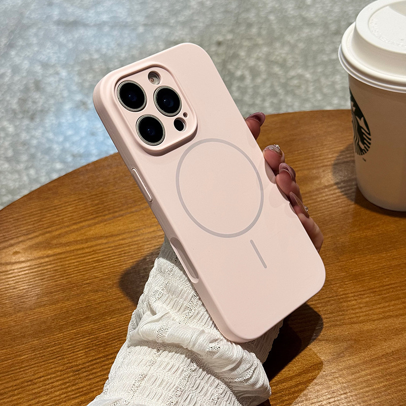 液体シリコン製マグネット式iPhone17promax用スマホケース、Apple 16Pro用フルカバー耐衝撃保護ケース|undefined
