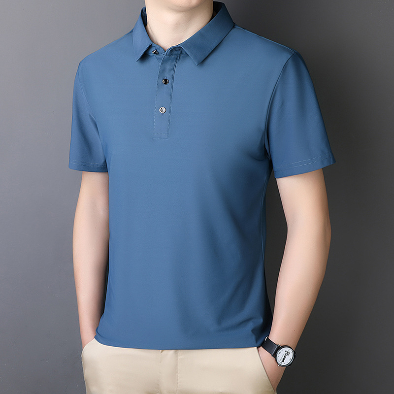 Verano delgado camisa de polo camisa de hombre de manga corta suelta de negocios casual camiseta de solapa chaqueta de hombre image 9