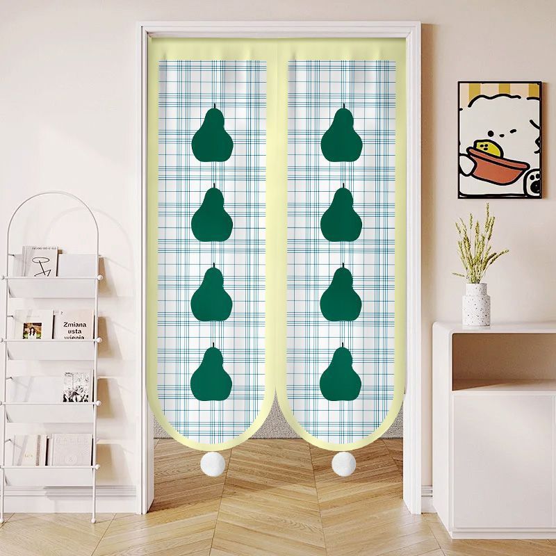 Fresh and Simple Door Curtain Partition Hanging Curtain for Bedroom Privacy Protection Short Curtain for Dining Room and Kitchen, No-Drill Blocking Curtain Decorative Half Curtain