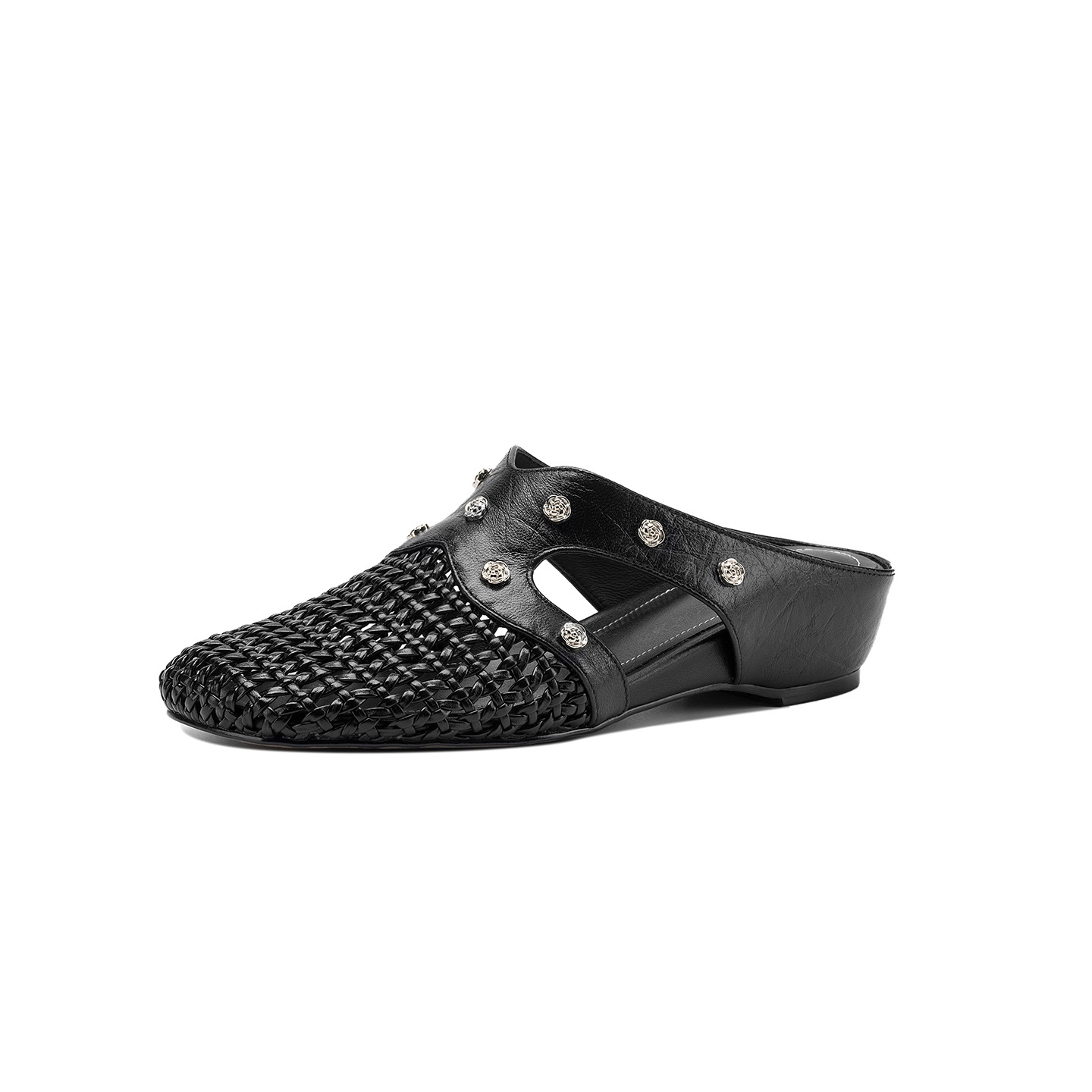 Dép sandal nữ quai chữ V phong cách vintage, mũi kín, đế xuồng thoải mái — đen chi tiết 24
