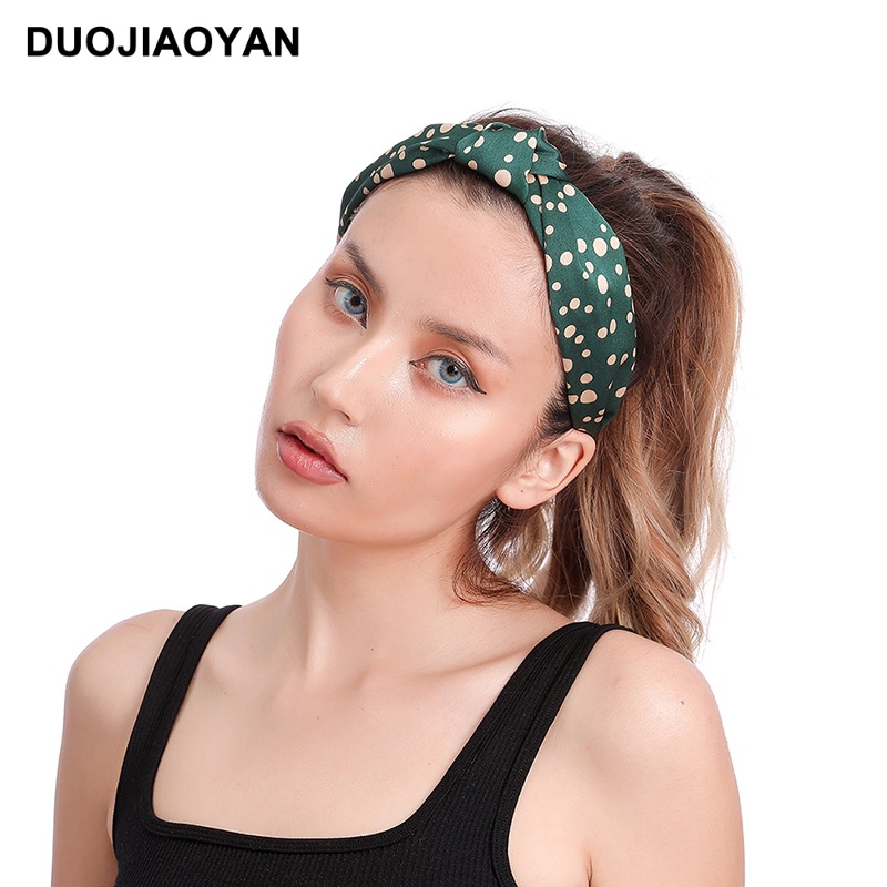 Fashion New Color Satin Fabric Hair Band Polka Dots Knotted Simple Wide Headband display picture 1