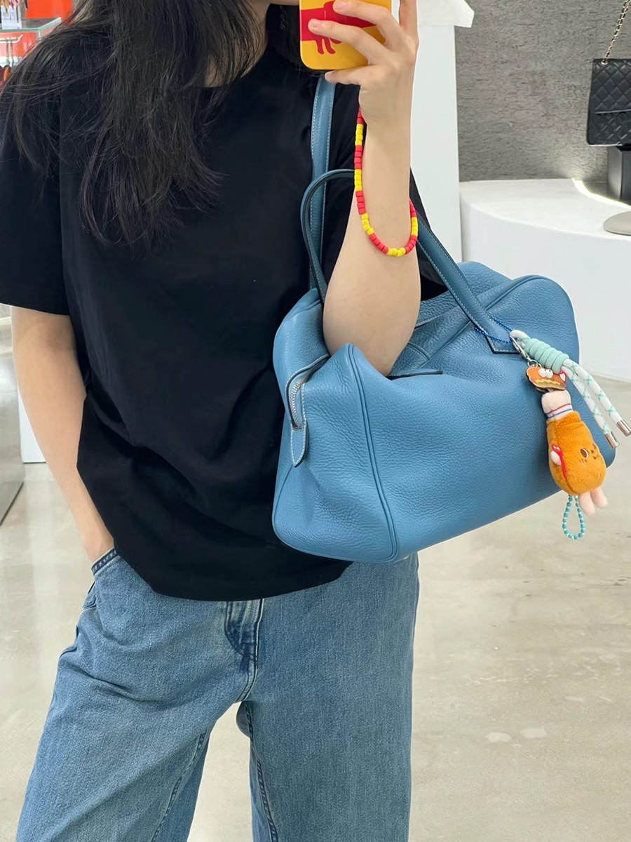 2024新品ハイエンドTCレザー牛革ビクトリア大容量ボストン通勤手提げショルダーバッグ脇下バッグ