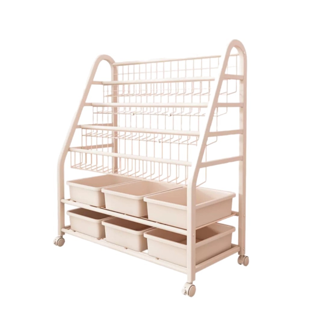 Estantería Hogar Área de lectura para niños Juguetes de libros ilustrados Estante de almacenamiento móvil multicapa Estante para libros de piso simple