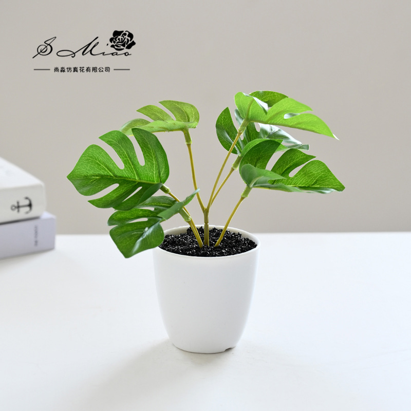 Flor artificial planta verde colgante cesta tortuga hoja pequeño bonsai flor artificial interior decoración creativa maceta artificial