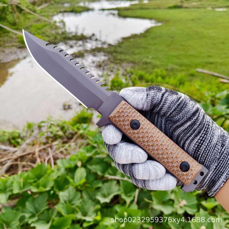 Cross-Border Outdoor Knife, High Hardness Outdoor Straight Knife, Wilderness Survival Knife, Sharp Survival Knife, Portable Tactical Knife