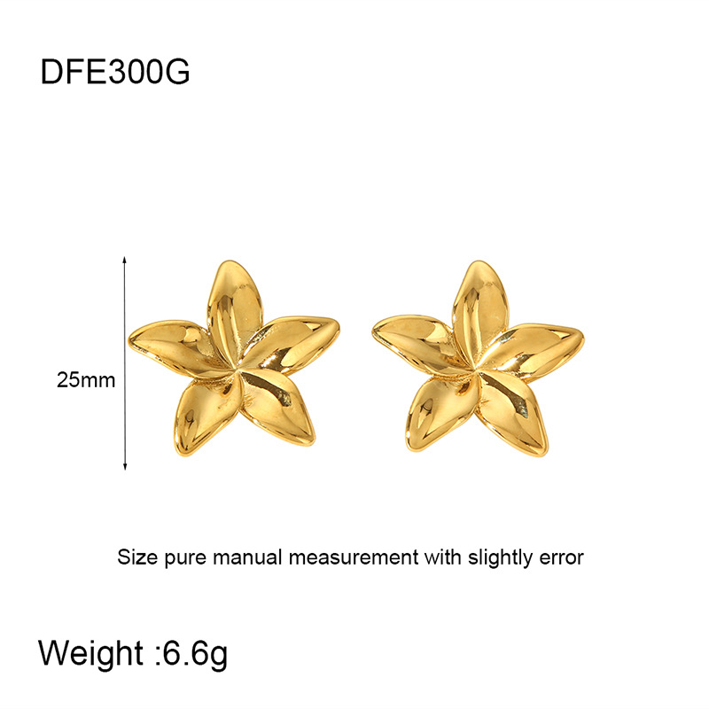 1 Pair Quantity 1 Pair IG Style Vintage Style Flower 304 Stainless Steel 18K Gold Plated Ear Studs
