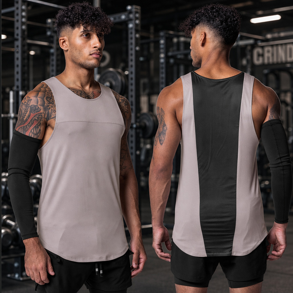 Chaleco deportivo para hombre, talla europea, informal, de secado rápido, transpirable, con diseño de patchwork, sin mangas, holgado, para entrenamiento de baloncesto.