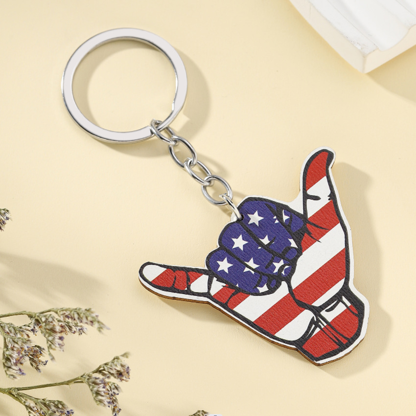 13g Weight Keychain Classification 1 Piece Quantity Daily Occasion Wood Material American Flag, Eagle Pattern Unisex Gender Retro Style 1 Piece Retro American Flag Eagle Wood Unisex Keychain 10