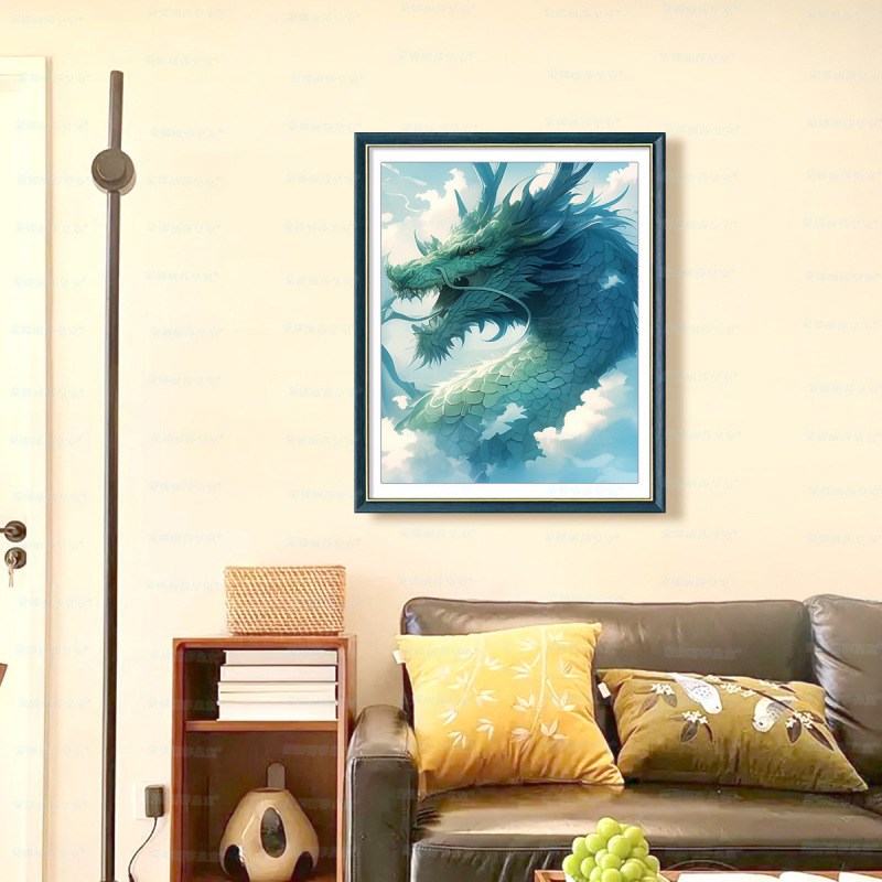 Mona Lisa real bordado cruzado animal dragón nuevo estilo moderno minimalista chino Shangrui dragón sala de estar bordado a mano image 6