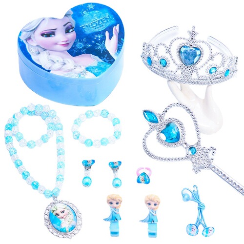 Children's Crown Magic Wand Girl Headpiece Princess Necklace Set Earrings Bracelet Holiday Performance Birthday Gift