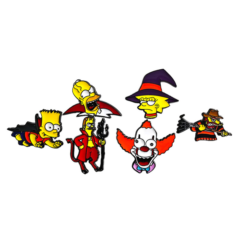 Cartoon Anime the Simpsons Halloween Series Brooch Classic European and American Holiday Badge Bart Hume Brooch Cartoon Anime the Simpsons Halloween Series Brooch Classic European and American Holiday Badge Bart Hume Brooch