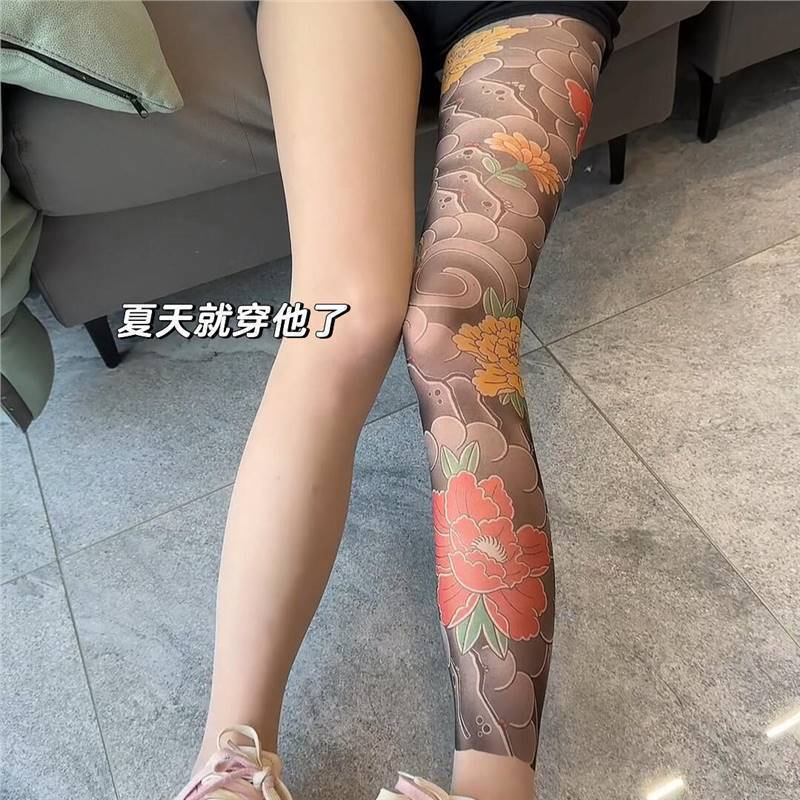 Tattooed Stockings, Heavy-Duty Long-Leg Floral Pantyhose, Thin Quirky Leggings, Summer Outerwear Long-Leg Over-The-Knee Socks Tattooed Stockings, Heavy-Duty Long-Leg Floral Pantyhose, Thin Quirky Leggings, Summer Outerwear Long-Leg Over-The-Knee Socks