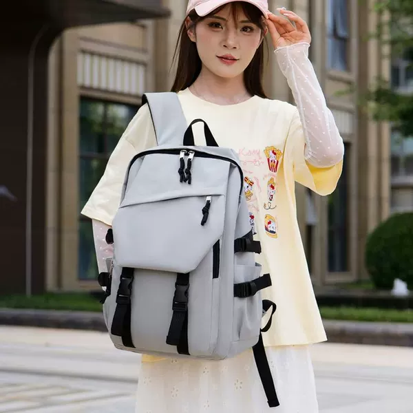 Student backpack for high school students, large capacity, Korean style, simple design, new model for men, Japanese Harajuku style, trendy high school backpack