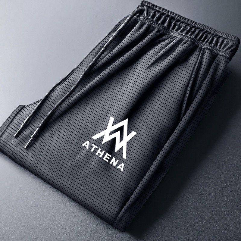 Pantalones casuales de seda de hielo para hombres de verano delgados pantalones de acondicionamiento de aire acondicionado pantalones de acondicionamiento de aire acondicionado de moda