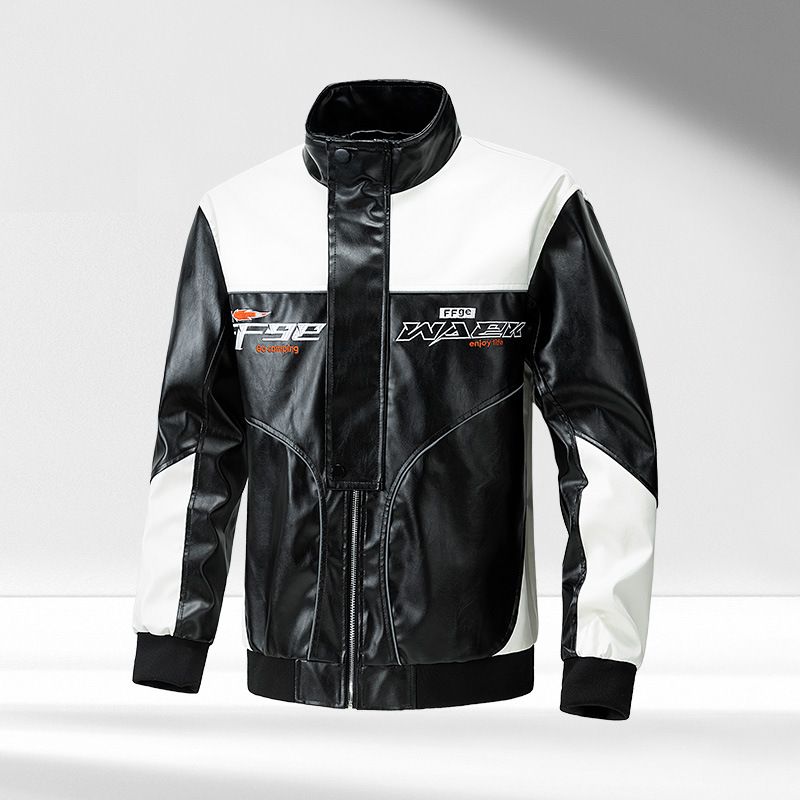 2024 moda versátil simple otoño invierno color de collar chaqueta de cuero chaqueta de moto chaqueta de tendencia chaqueta de cuero