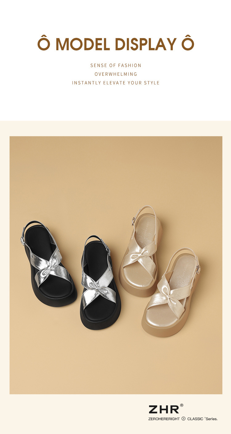 Sandal đế dày nữ phong cách La Mã, tăng chiều cao, đi biển dạo phố — KN332 Màu sâm banh chi tiết 10